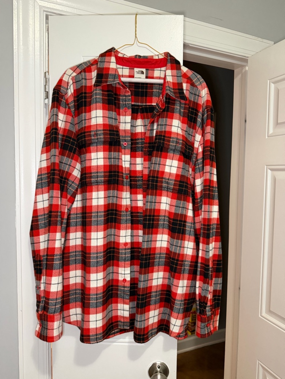 The North Face Red Black White Plaid Button-Down Shirt